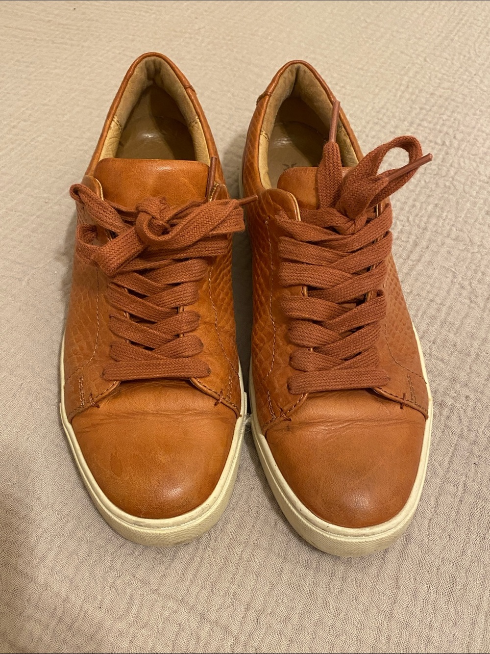 FRYE Casual Leather Sneakers - Brown. Size 8.5